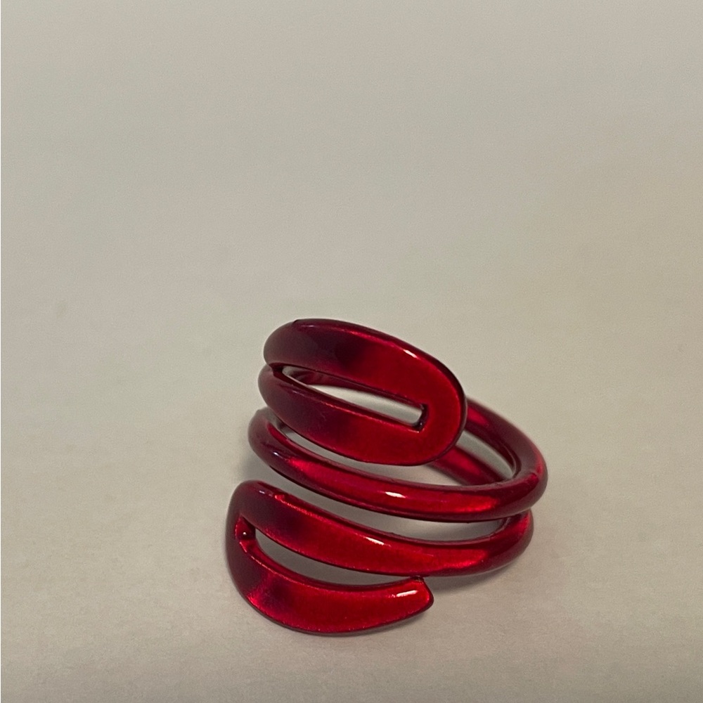 Elegant Red Resin Spiral Ring